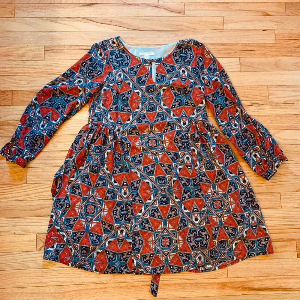 Anthropologie Paper Crane Red Print Tunic dress